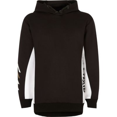 Boys black colour block hoodie